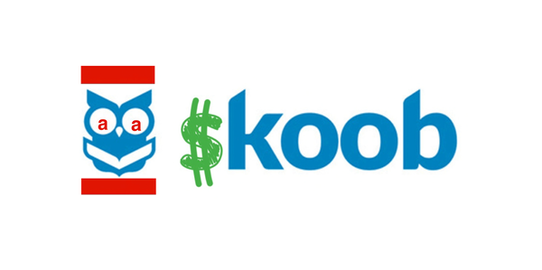 Logo do Skoob, maior rede social de livros do Brasil, com um cifrão no lugar da letra S e a coruja com o logo da Americanas